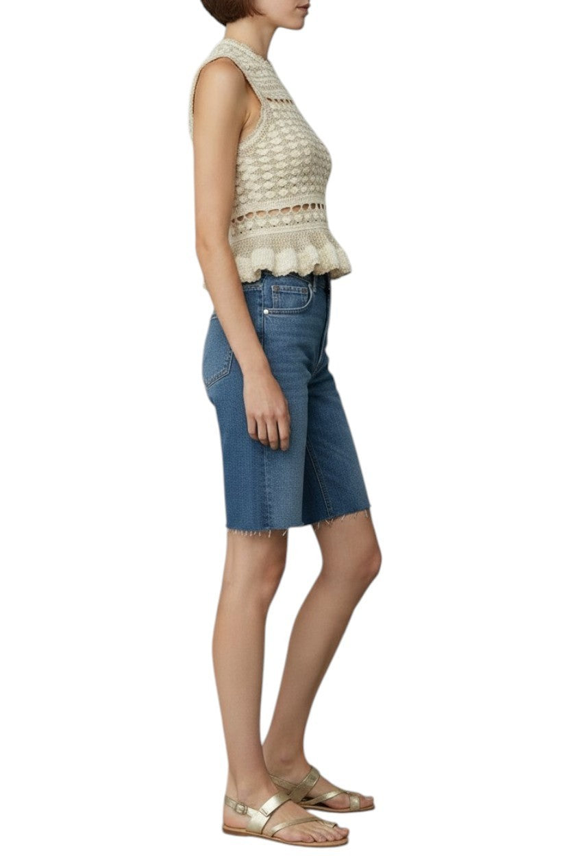 Zimmermann Wanderlust Crochet Top | Metallic gold/beige/cream, Peplum, Knitted
