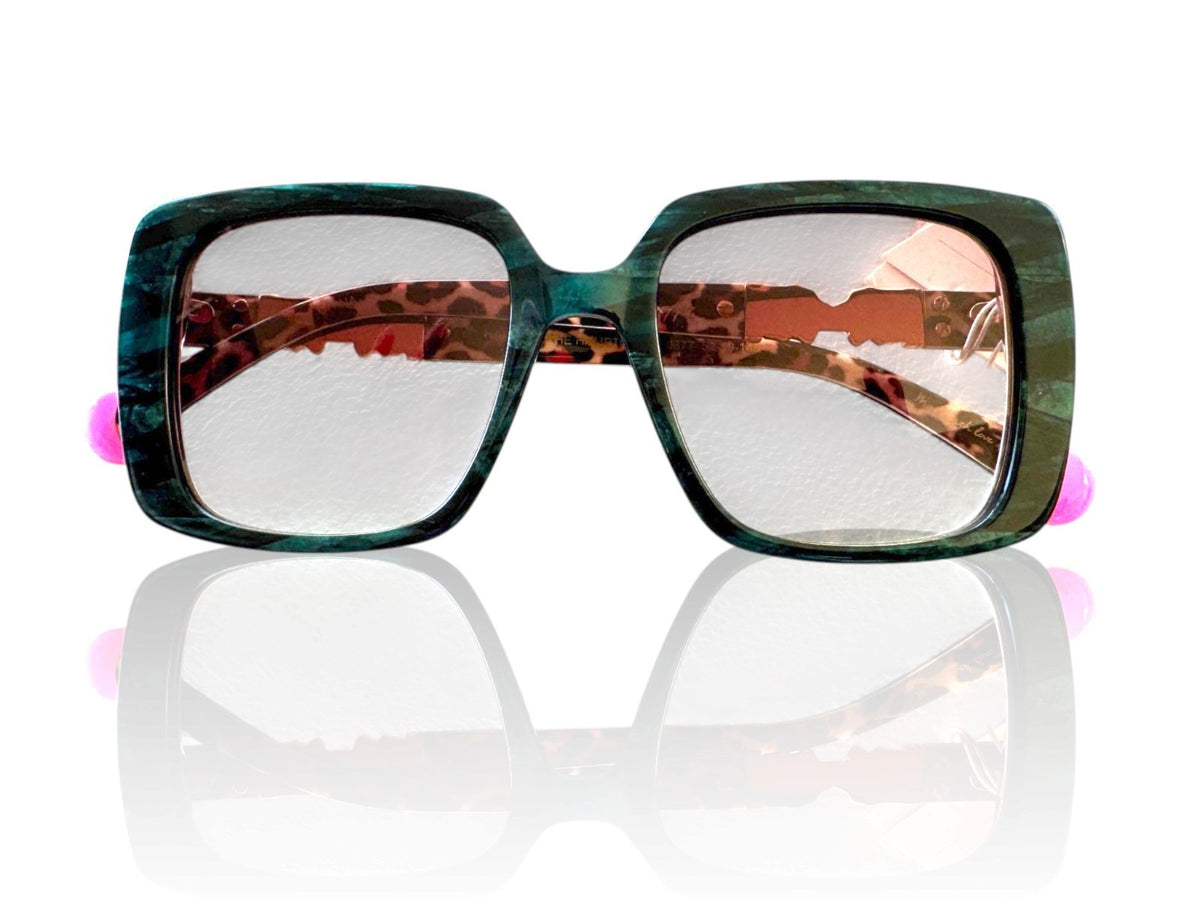 Camilla Happy in the Hamptons Sunglasses |Square, Emerald Green Marble, Leopard
