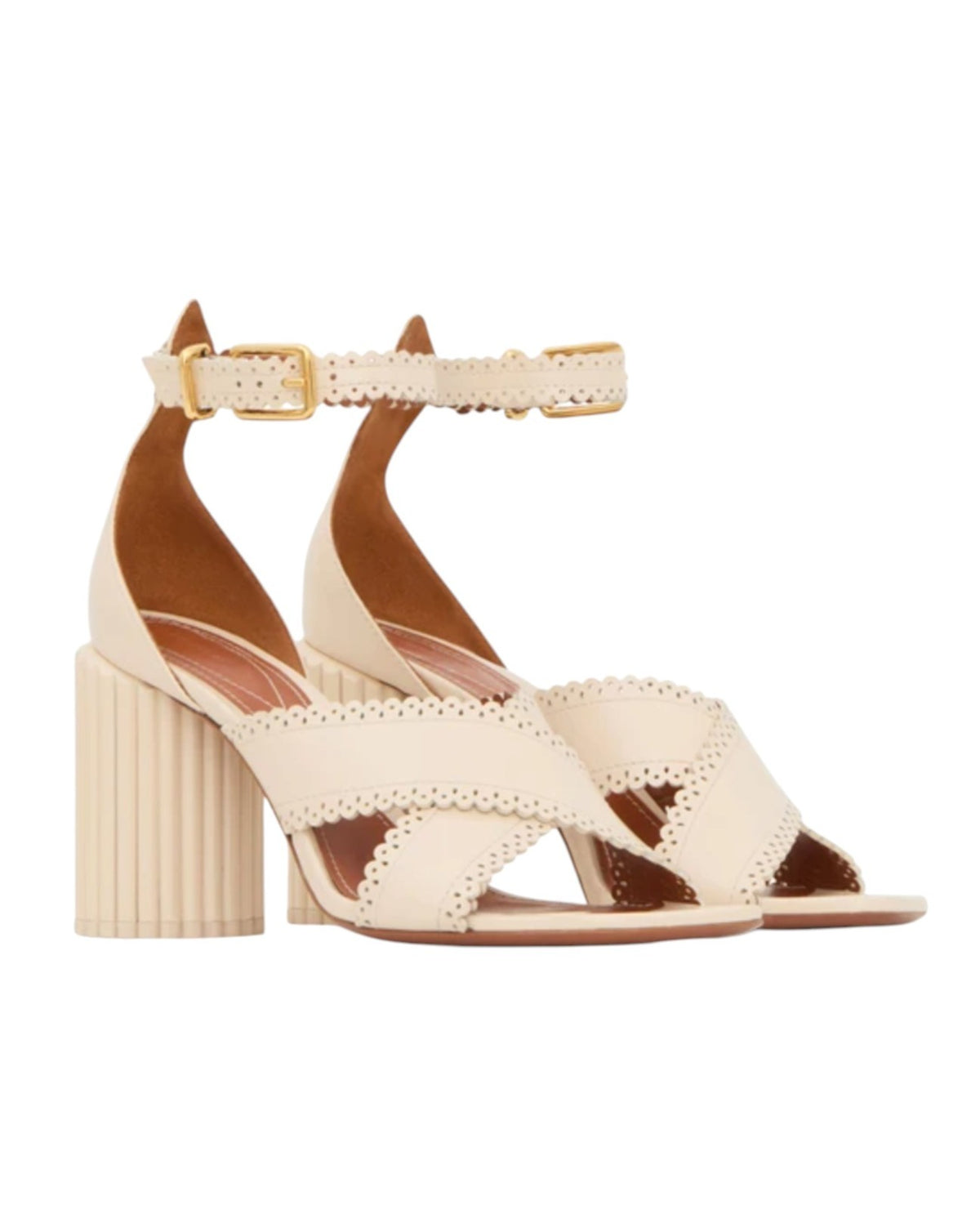 Zimmermann Eddie Sandal 85 | Macadamia/Cream, Block High Heel, Patent Leather
