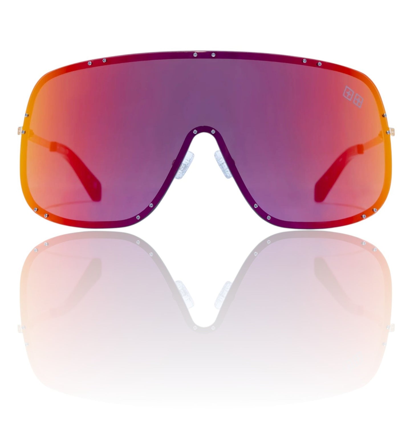 Ksubi Tyrell Sunglasses | Mask/Shield, Gold, Pink/Red Mirror Lenses, Festival