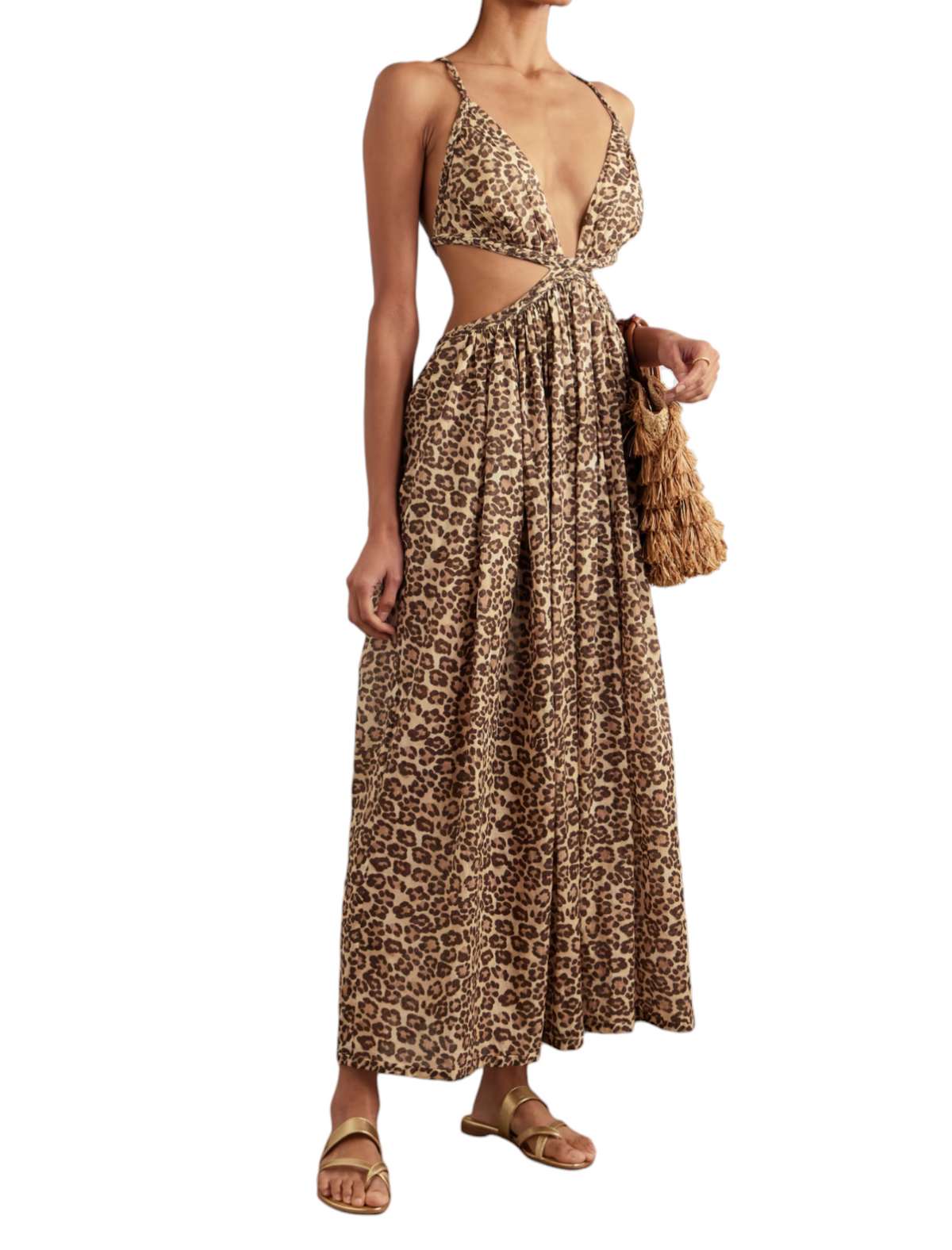 Zimmermann Wanderlust Braid Trim Dress |Leopard Print, Cut Out, Backless