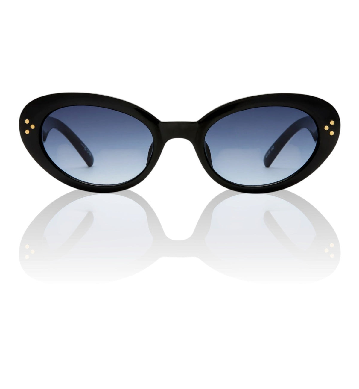 Le Specs Tootsie Sunglasses |Black Acetate, Grey Mono Lens, Cat Eye, Gold Accent