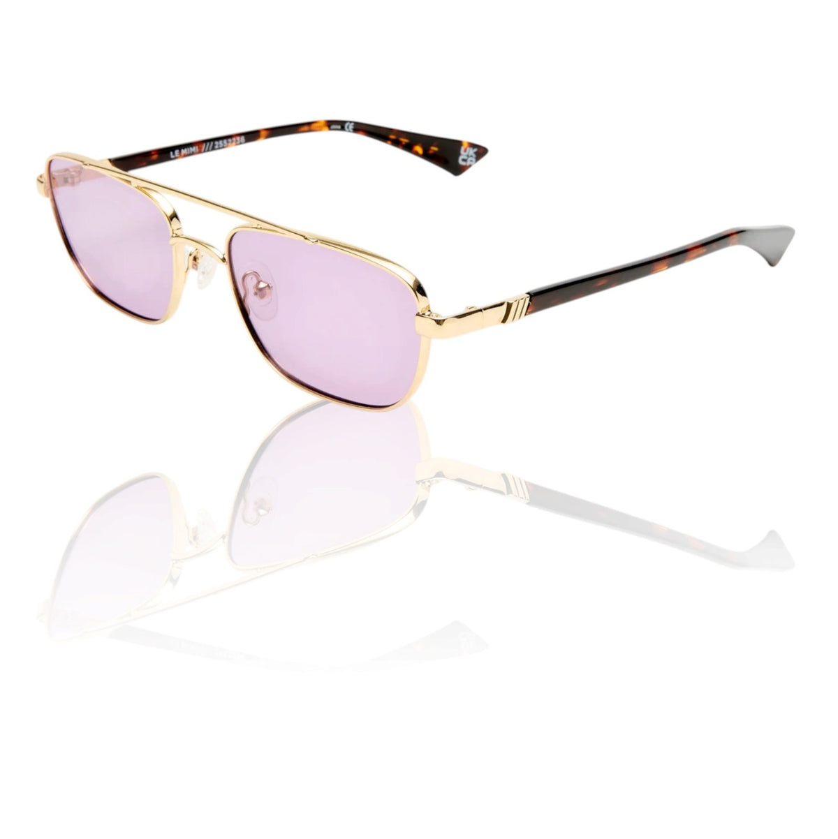 Le Specs Le Mimi Sunglasses | Gold Frame, Violet/Purple Tint, Modern Aviator