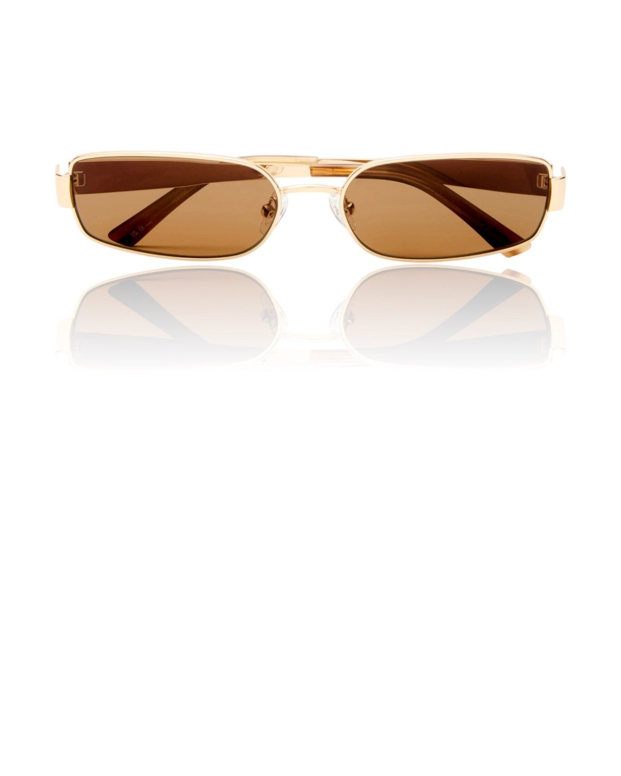 Luv Lou The Ryan Sunglasses | Gold Metal, Rectangle, Polarised, Brown Lenses