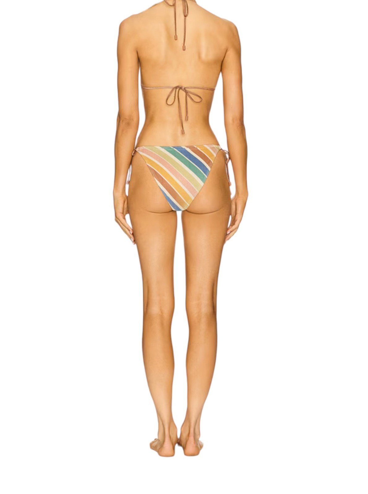 Zimmermann Everly Metallic Mini Tri Bikini | Stripe, Triangle, Tie, Low Rise