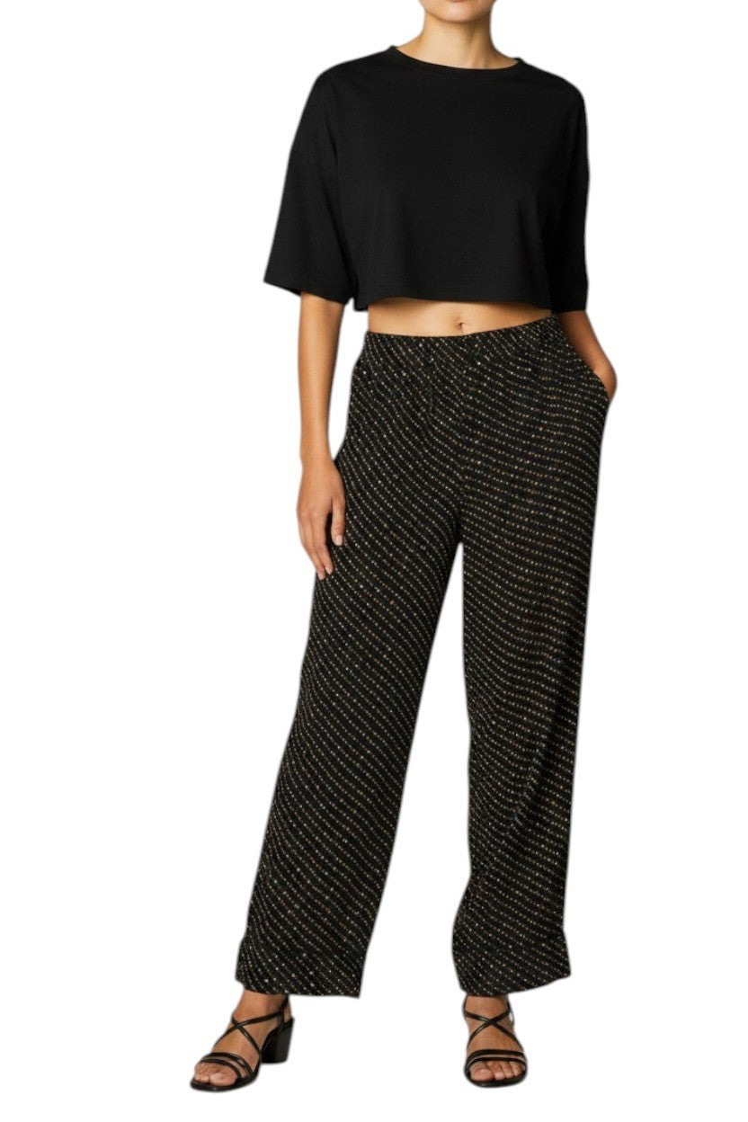 GANNI Black Floral Pants | Sz 36, Georgette, Wide Leg, High Waist, Elastic Waist