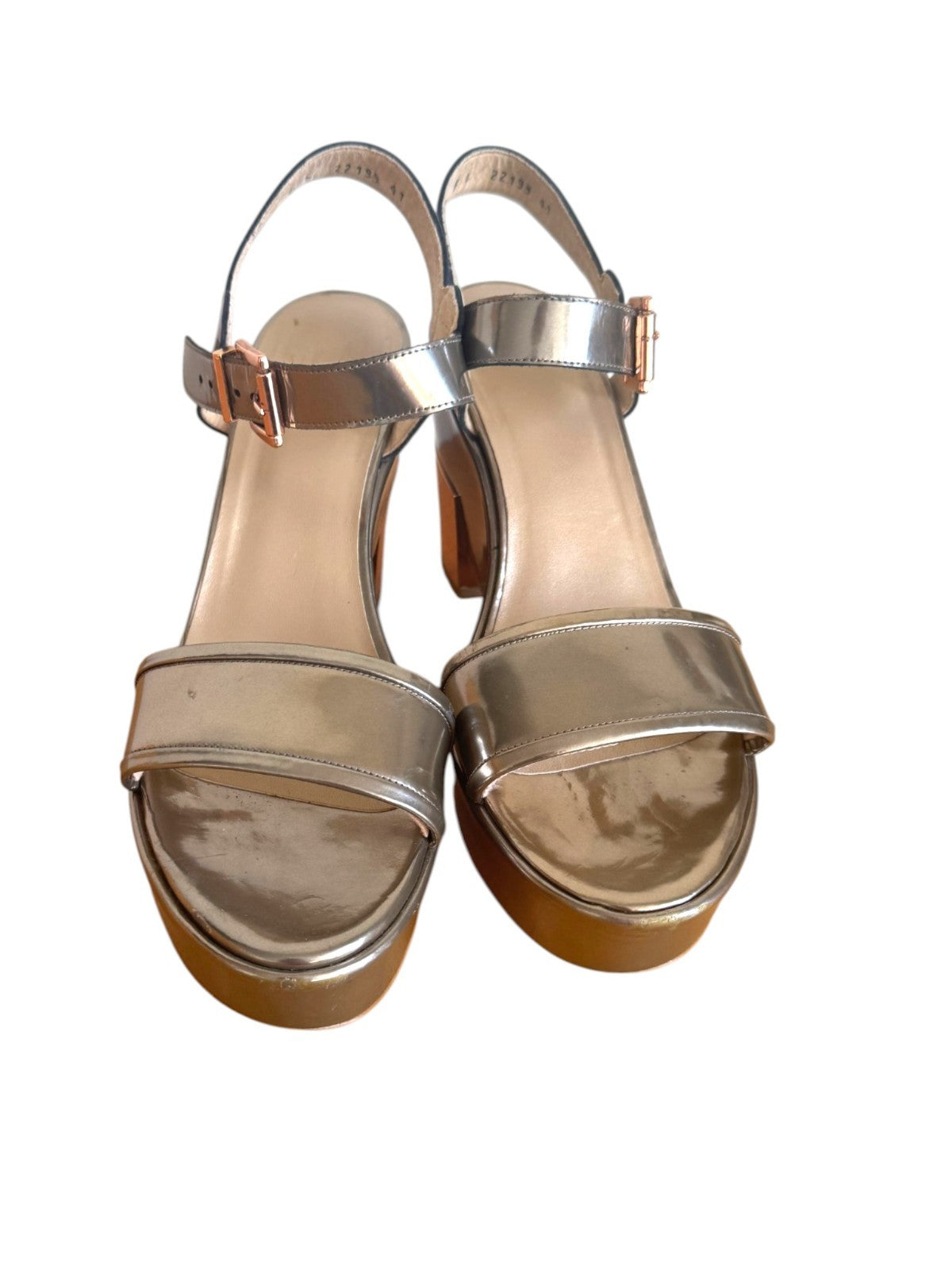 Stuart Weitzman Wedge Platform Sandal | Metallic, Wedge, Silver/Rose Gold