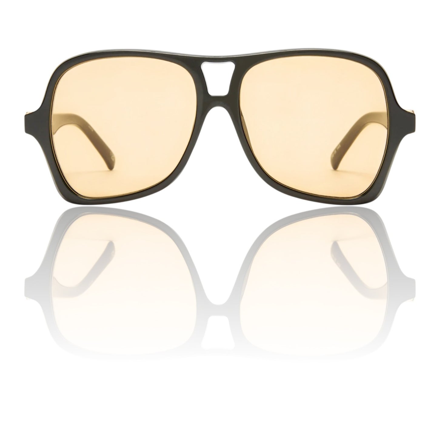 Le Specs Fortune Teller Sunglasses |Black Acetate, Amber Lenses, Vintage Inspire