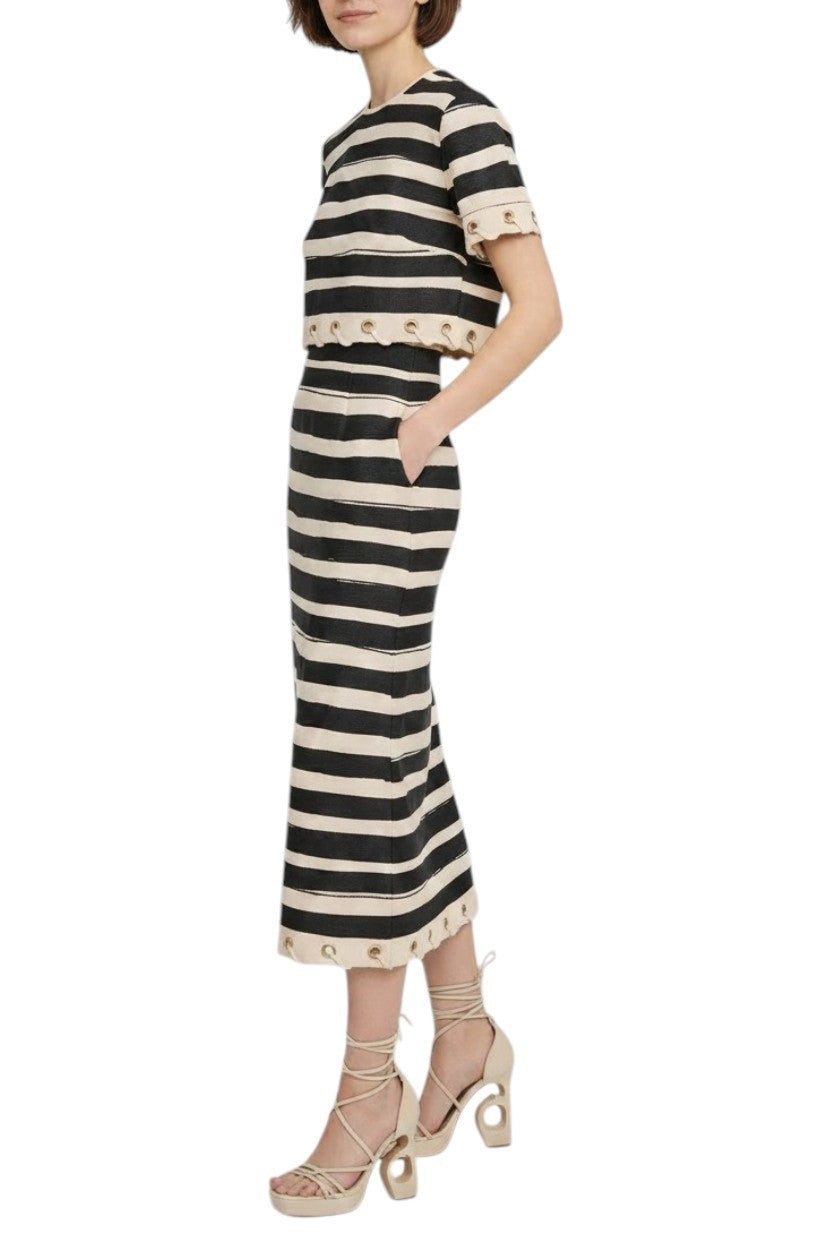 Zimmermann Rebellion Stripe Top | Short Sleeve, Crop, Linen, Rope, Black & White