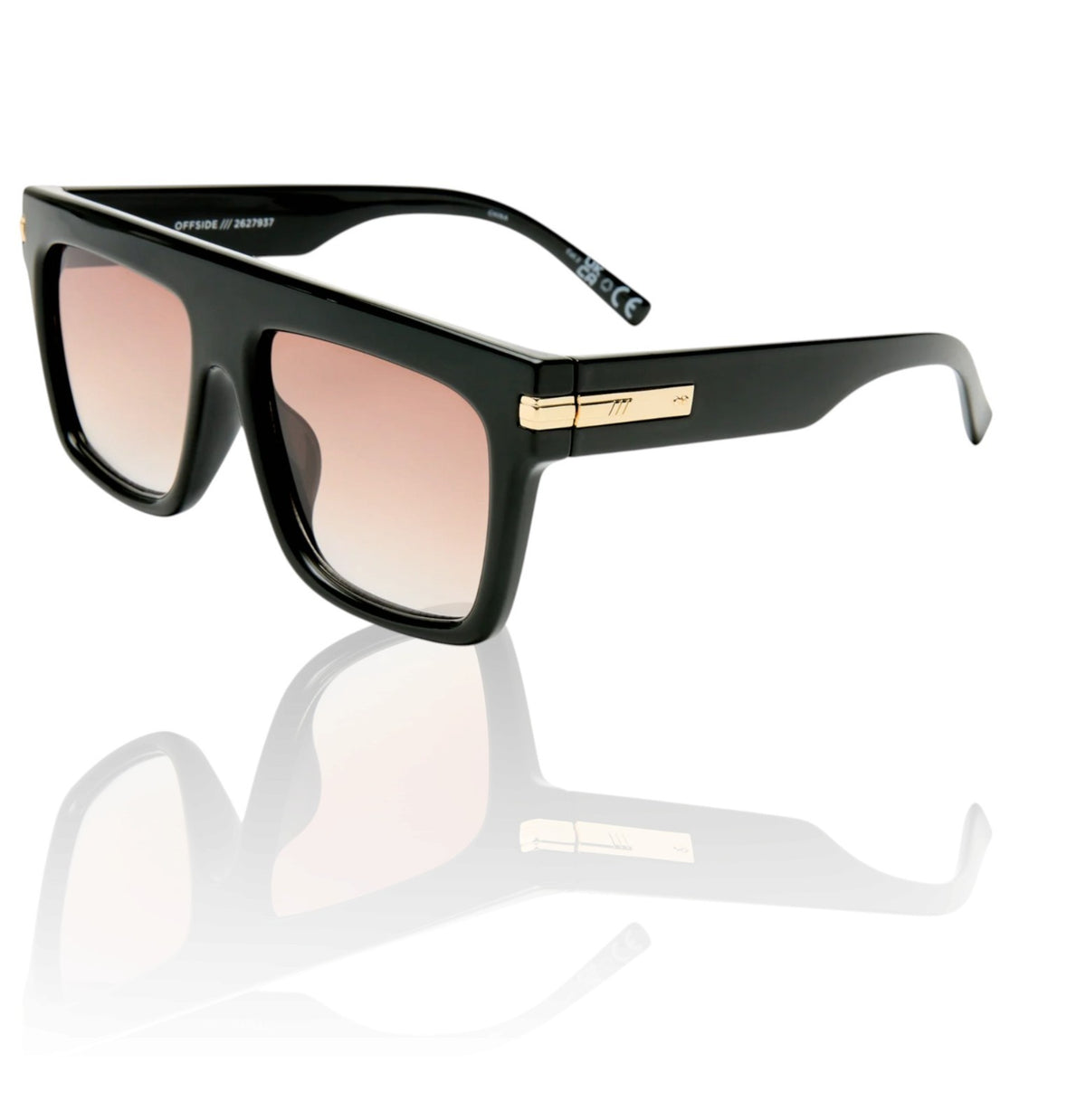 Le Specs Offside Sunglasses | Oversized, Khaki, Shield, Brown Gradient Lens,