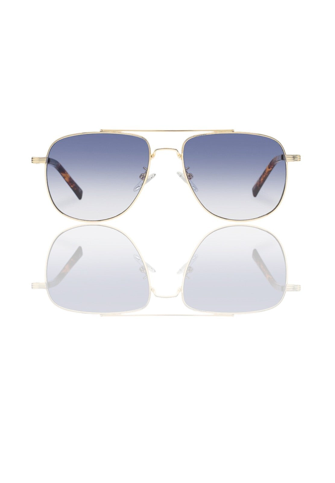 Le Specs The Charmer Sunglasses | Gold Metal, Aviator, Blue Gradient Lenses,
