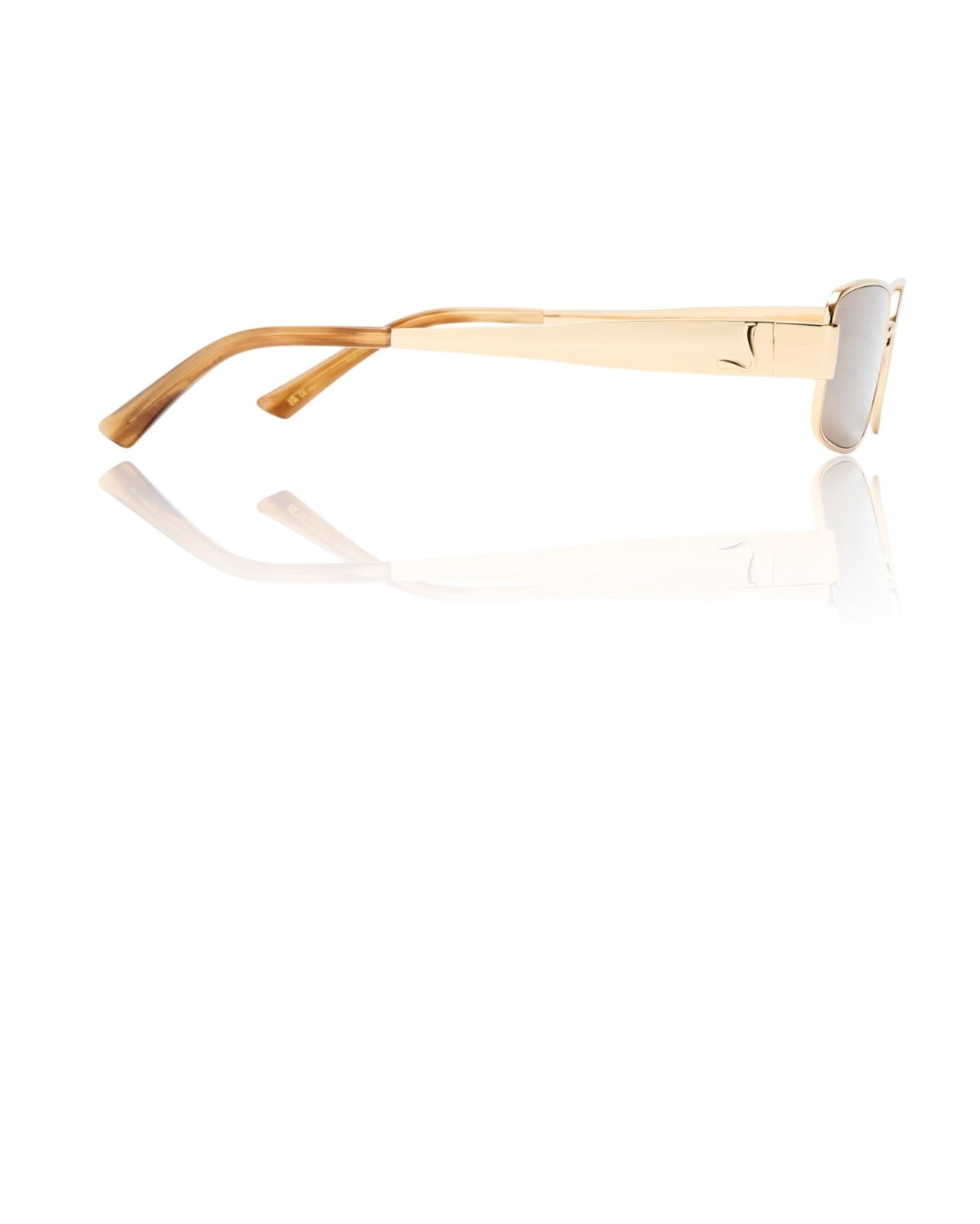 Luv Lou The Ryan Sunglasses | Gold Metal, Rectangle, Polarised, Brown Lenses
