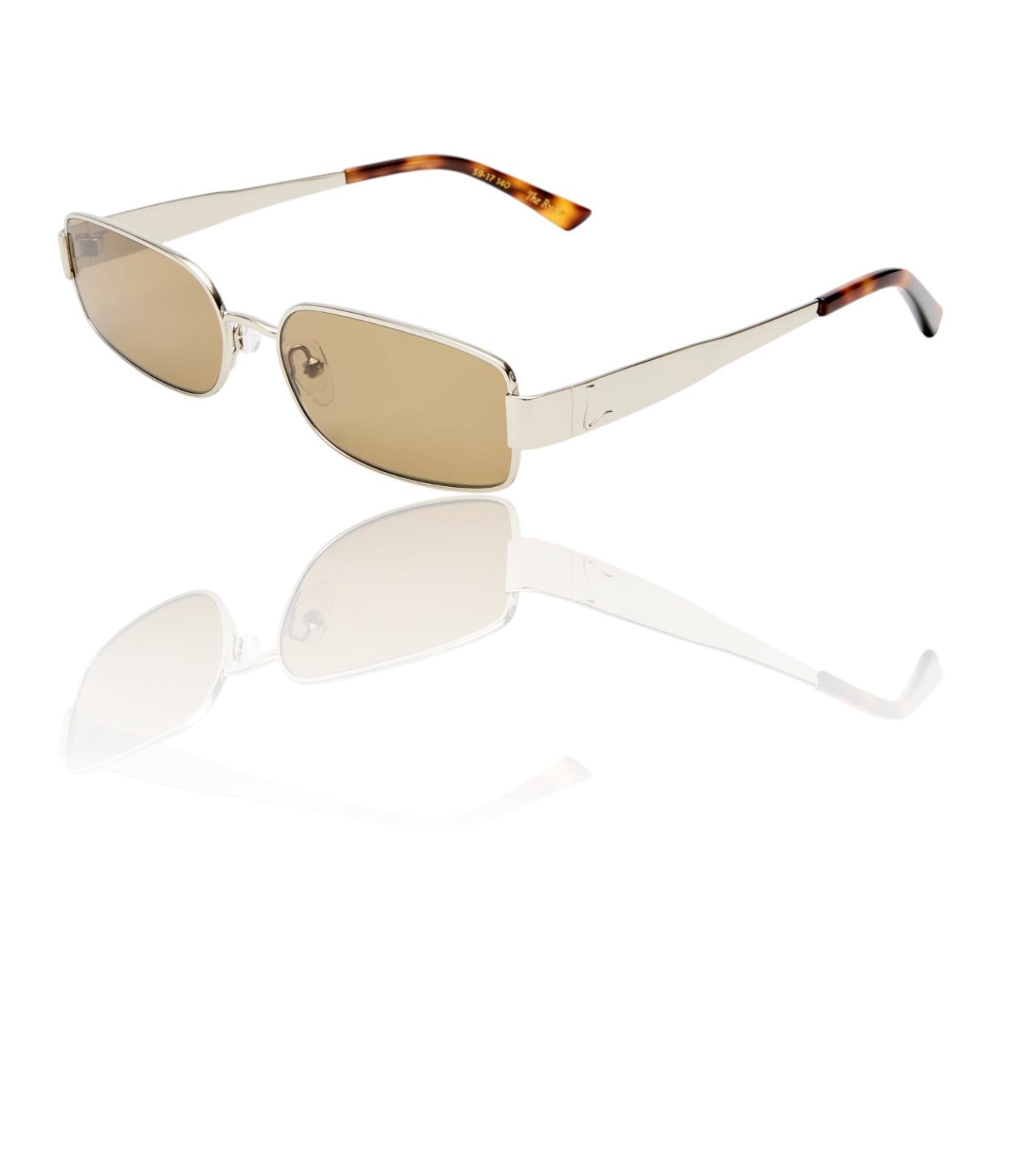 LuvLou The Ryan Sunglasses | Silver Metal, Rectangle, Khaki Green Lenses