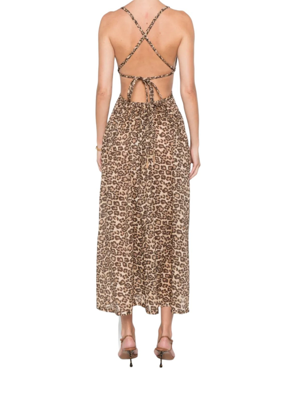 Zimmermann Wanderlust Braid Trim Dress |Leopard Print, Cut Out, Backless