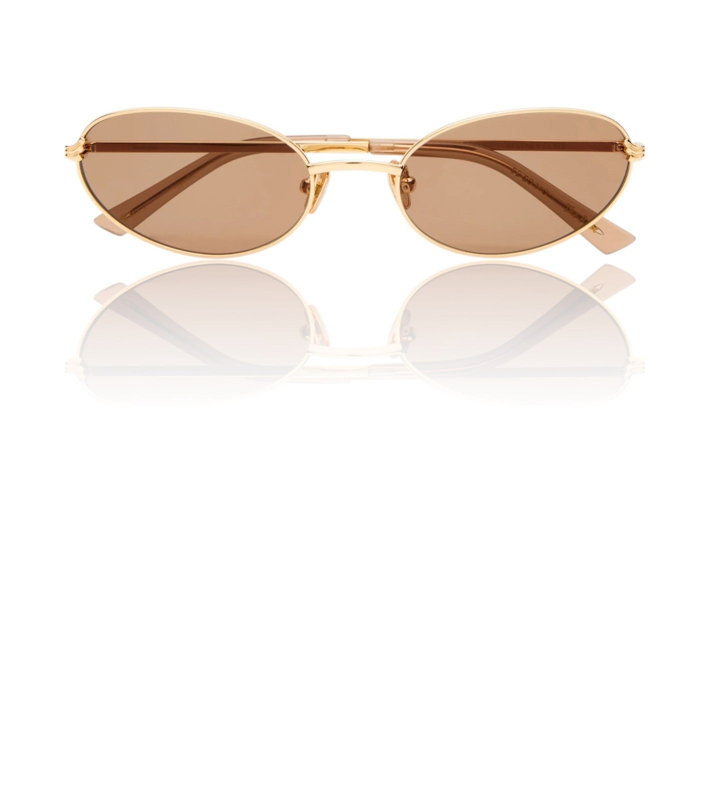 Luv Lou The Rose Sunglasses | Gold Metal, Cats Eye, Oval, Tan/Brown Mono Lenses