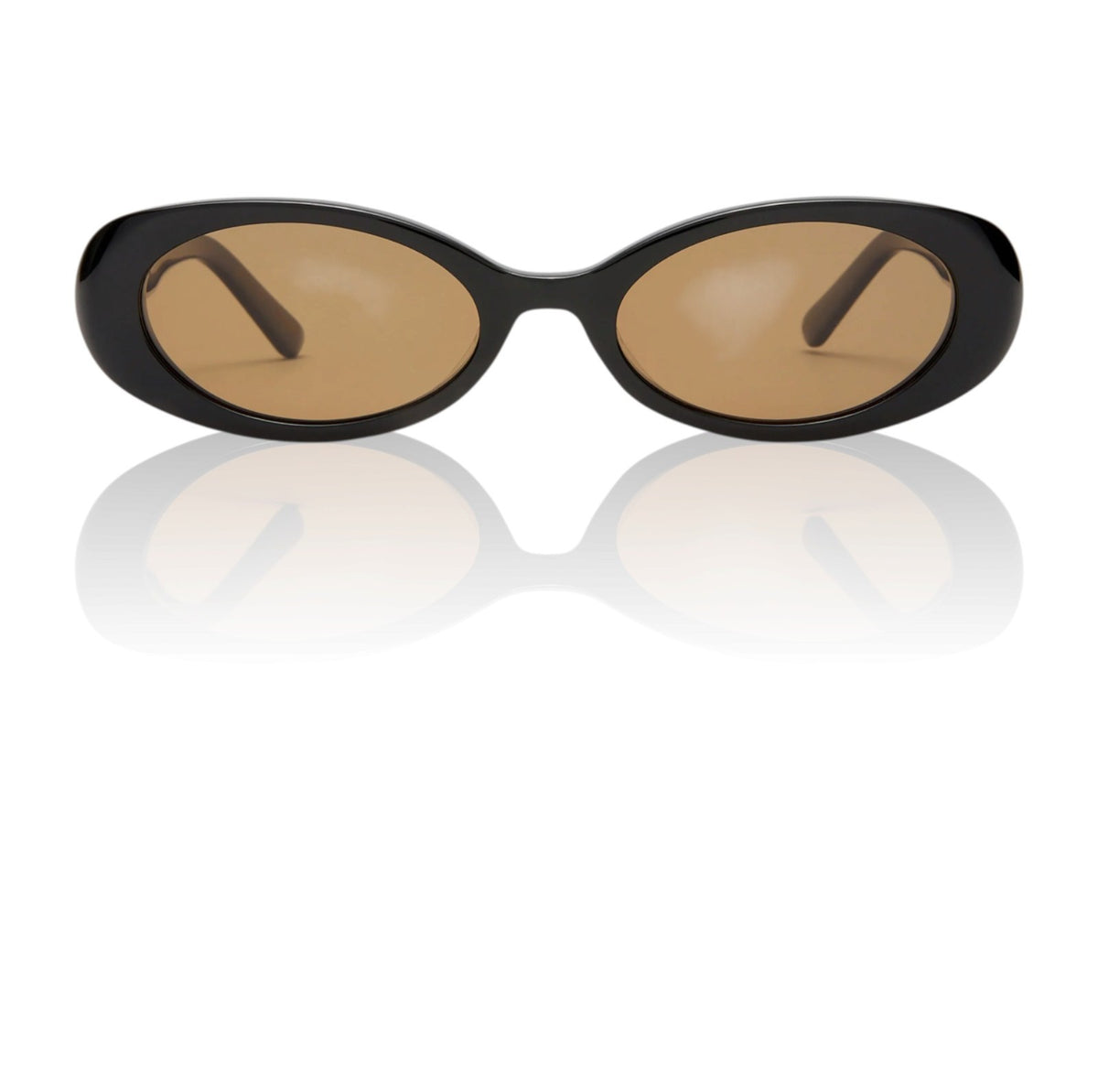 Luv Lou The Morgan Sunglasses |Oval, Black Acetate, Small, Brown Lens, Polarised