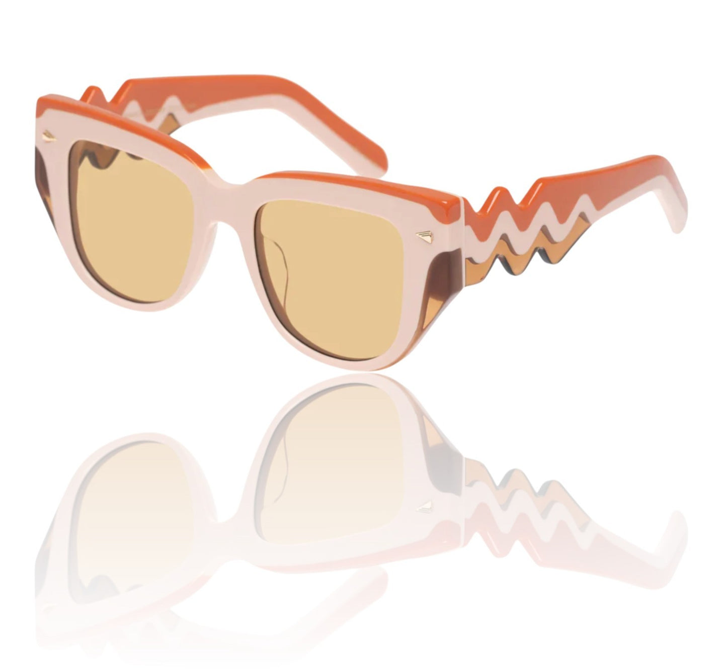 Karen Walker  True North Wave Sunglasses | 70's, Orange/Pink/Peach, Cat Eye