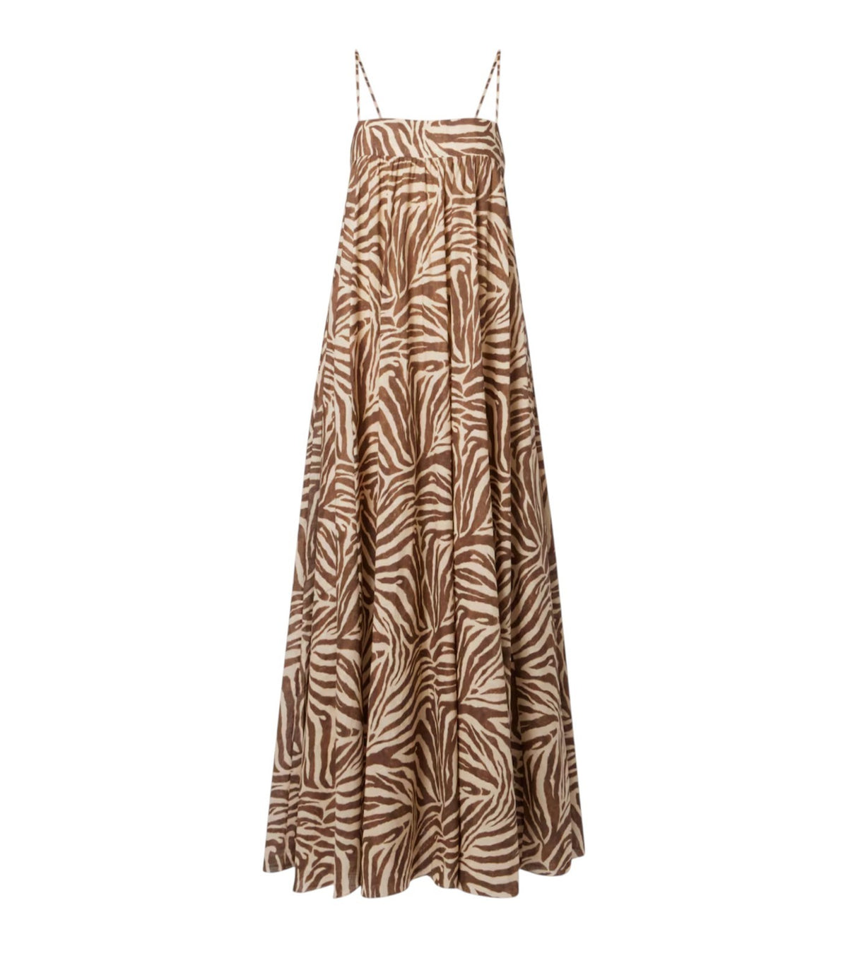 Zimmermann Wanderlust Maxi Dress | Zebra Print, Cotton, Spaghetti Straps, Summer