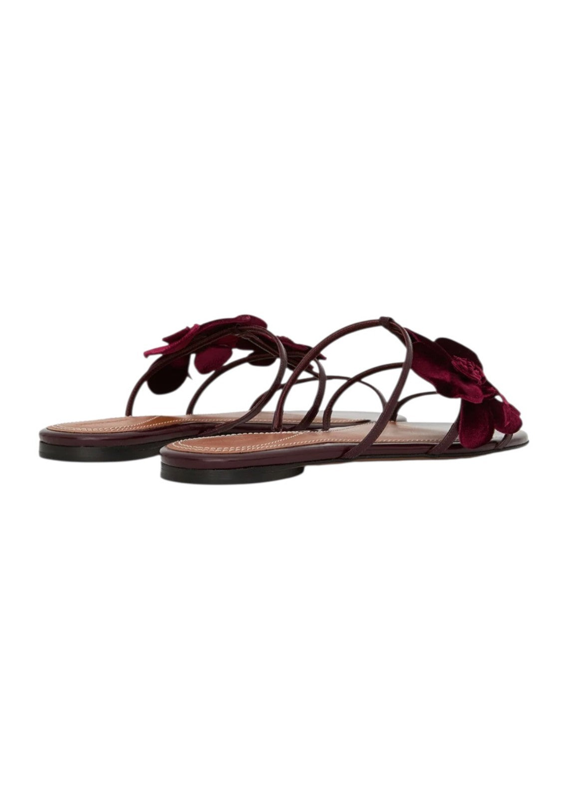 Zimmermann Orchid Slide Sandal | Ruby/Red/ Burgundy, Flats, Flower, Leather