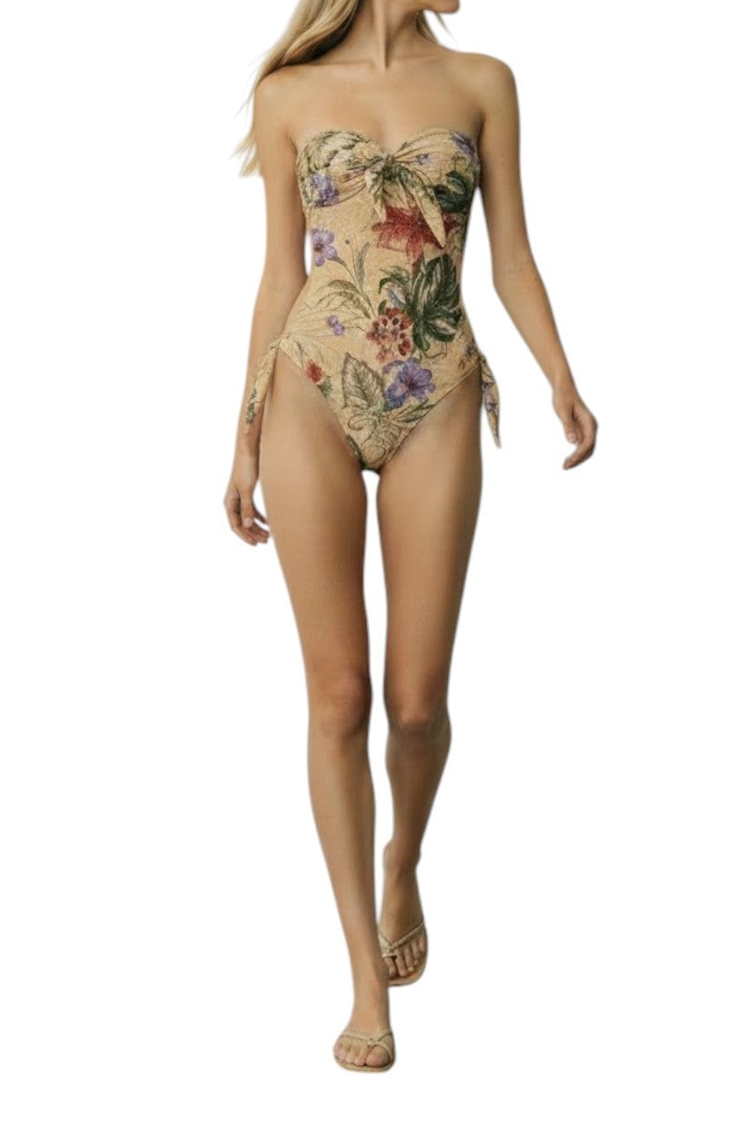 Zimmermann Coco Scarf Tie One Piece |Floral, Bows, Backless, Adjust/Remove Strap