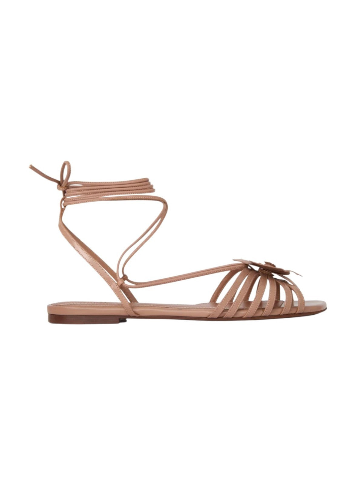 Zimmermann Orchid  Sandal | Biscuit/Beige, Ankle Strap, Flats, Flower, Leather