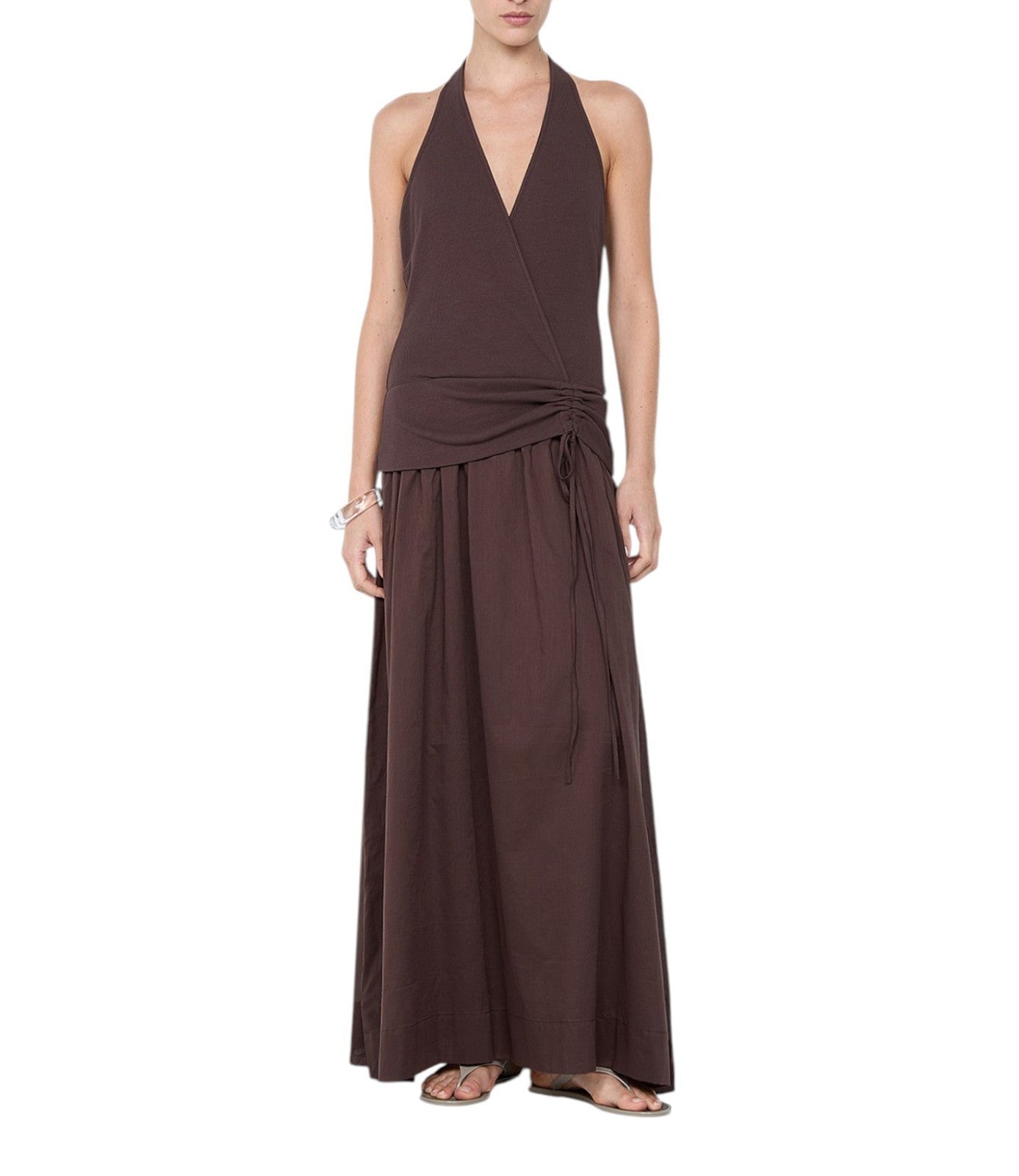 BEC + BRIDGE Sabrine Halter Maxi Dress | Sz 8 AU, Chocolate Brown, Stretch