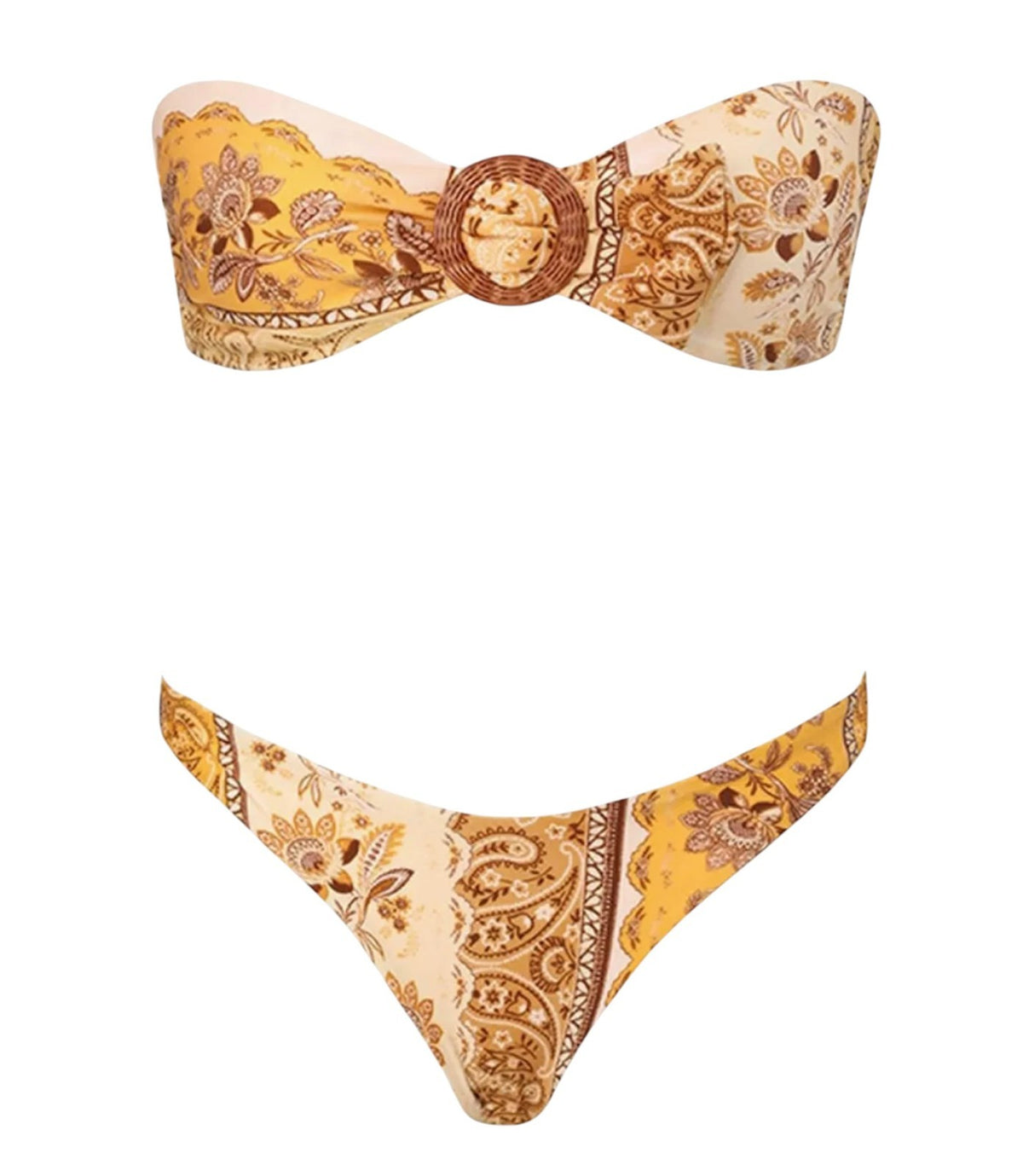 Zimmermann Lucky Bamboo Ring Bikini | Mustard Yellow Bandana, Bandeau, Low Rise