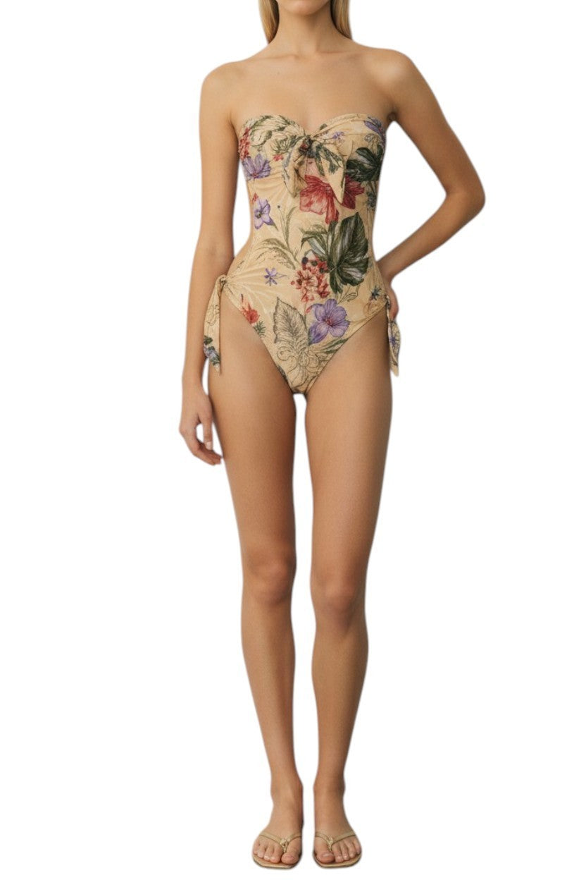 Zimmermann Coco Scarf Tie One Piece |Floral, Bows, Backless, Adjust/Remove Strap