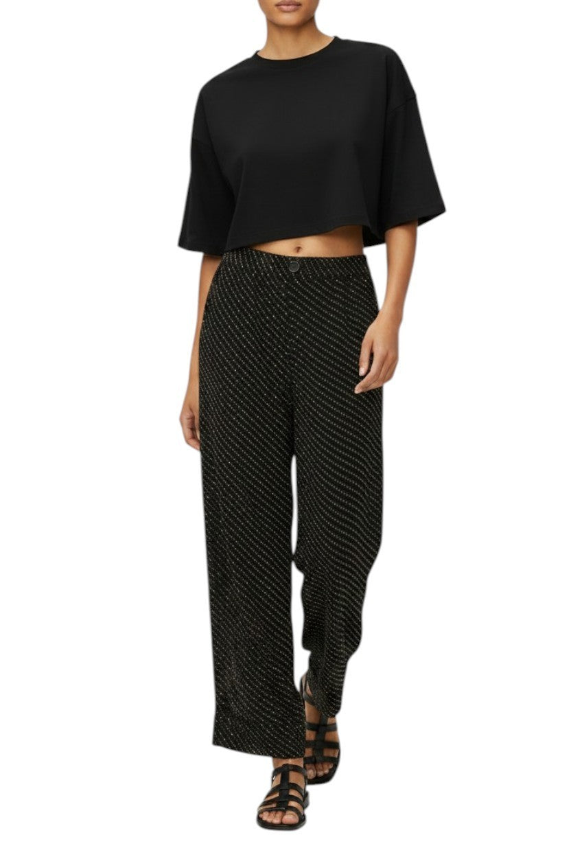 GANNI Black Floral Pants | Sz 36, Georgette, Wide Leg, High Waist, Elastic Waist