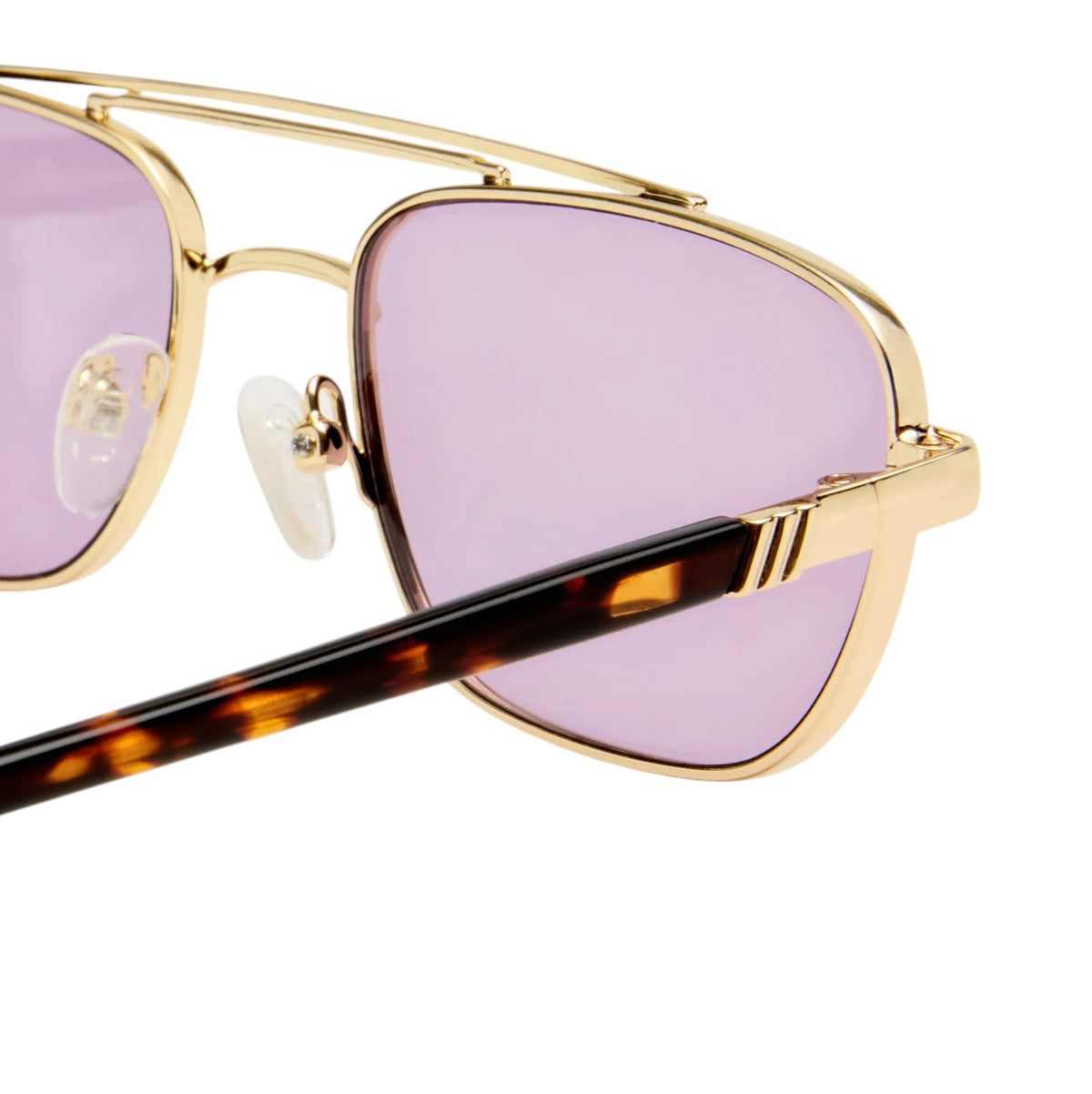 Le Specs Le Mimi Sunglasses | Gold Frame, Violet/Purple Tint, Modern Aviator