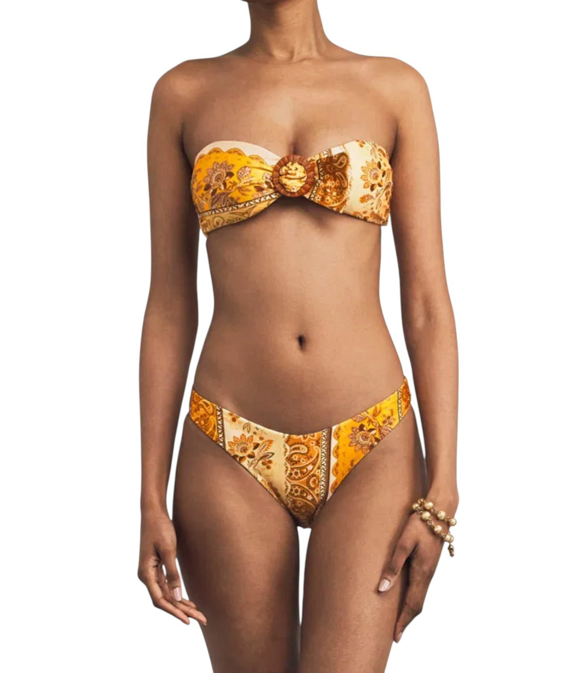 Zimmermann Lucky Bamboo Ring Bikini | Mustard Yellow Bandana, Bandeau, Low Rise