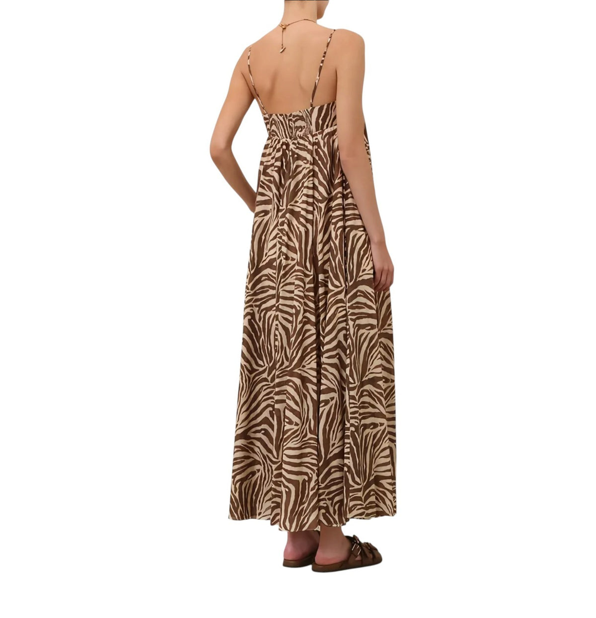 Zimmermann Wanderlust Maxi Dress | Zebra Print, Cotton, Spaghetti Straps, Summer