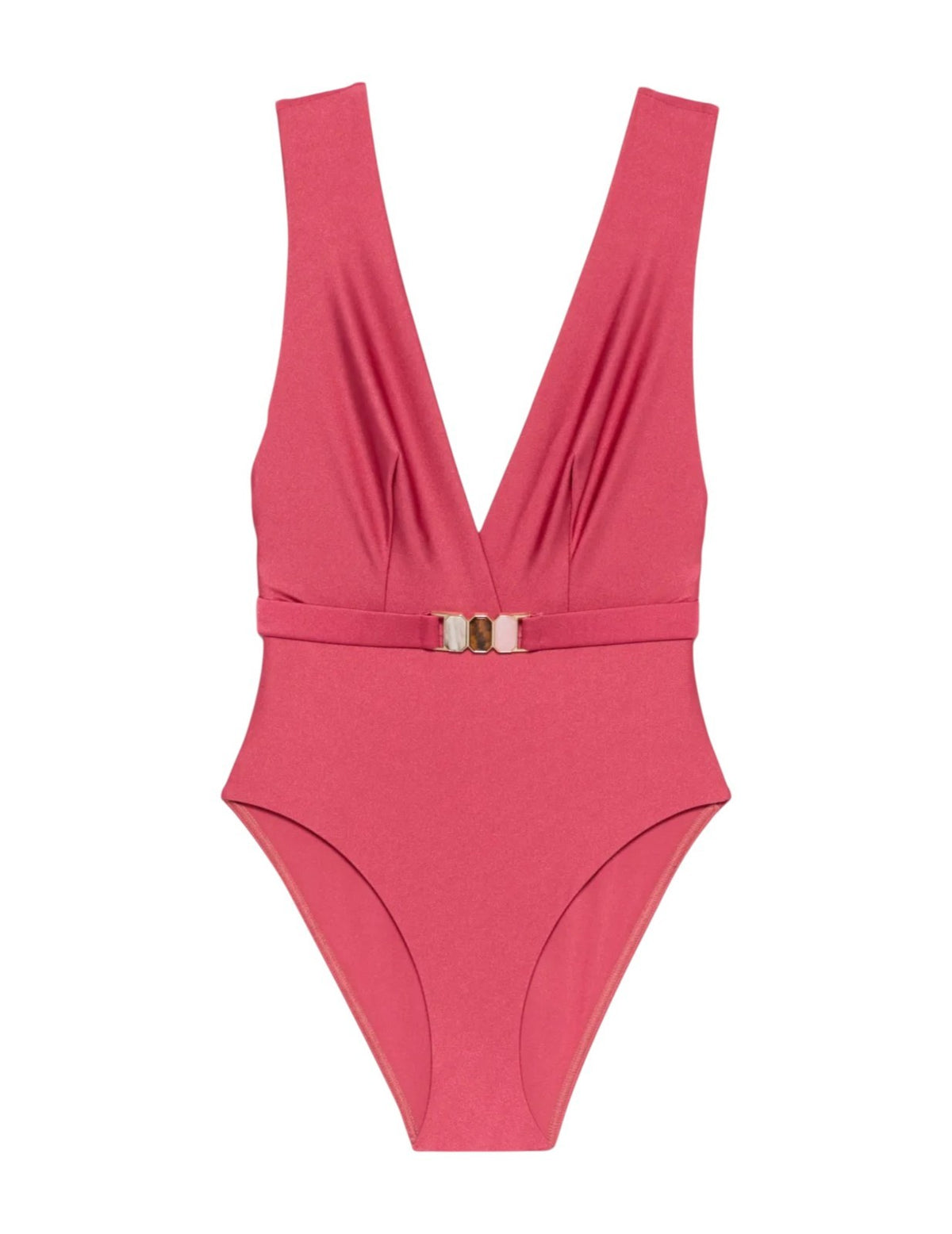 Zimmermann Wanderlust Belted Plunge One Piece |Deep Rose/Pink, V Neck, Open Back