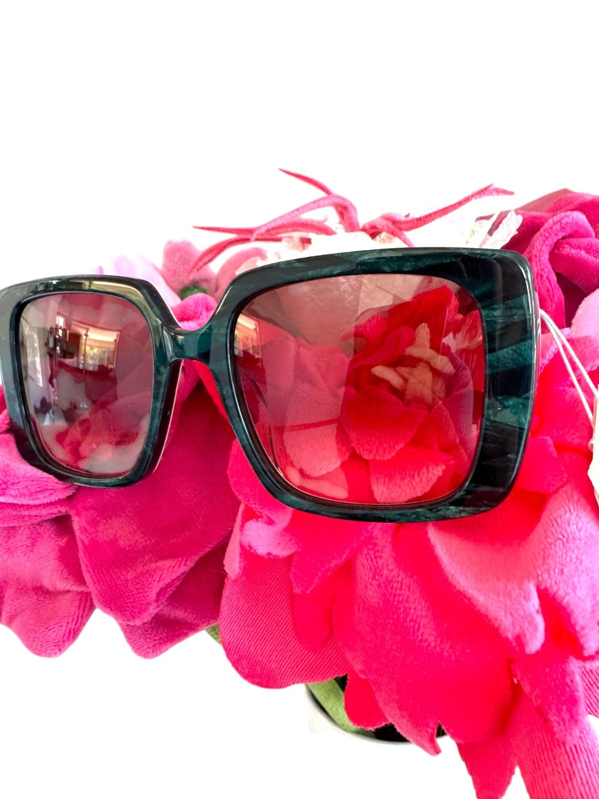 Camilla Happy in the Hamptons Sunglasses |Square, Emerald Green Marble, Leopard