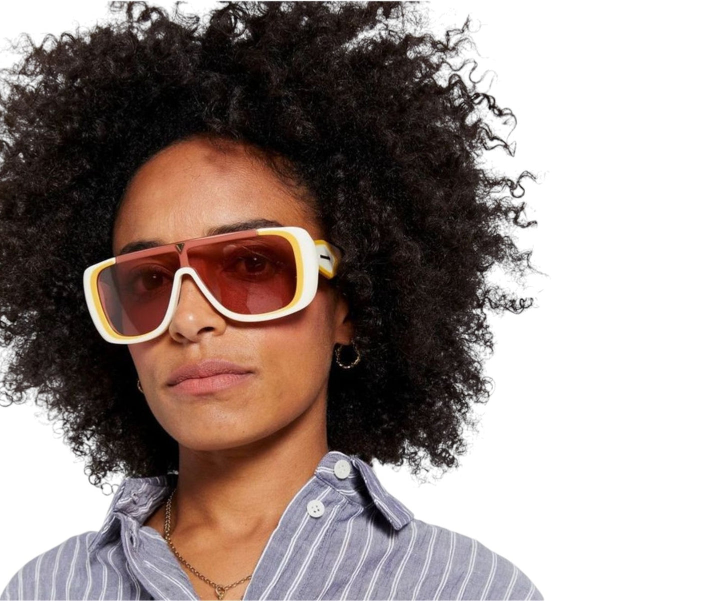 Karen Walker Hexed Sunglasses | Ivory/White, Pink Lenses, Shield, Acetate