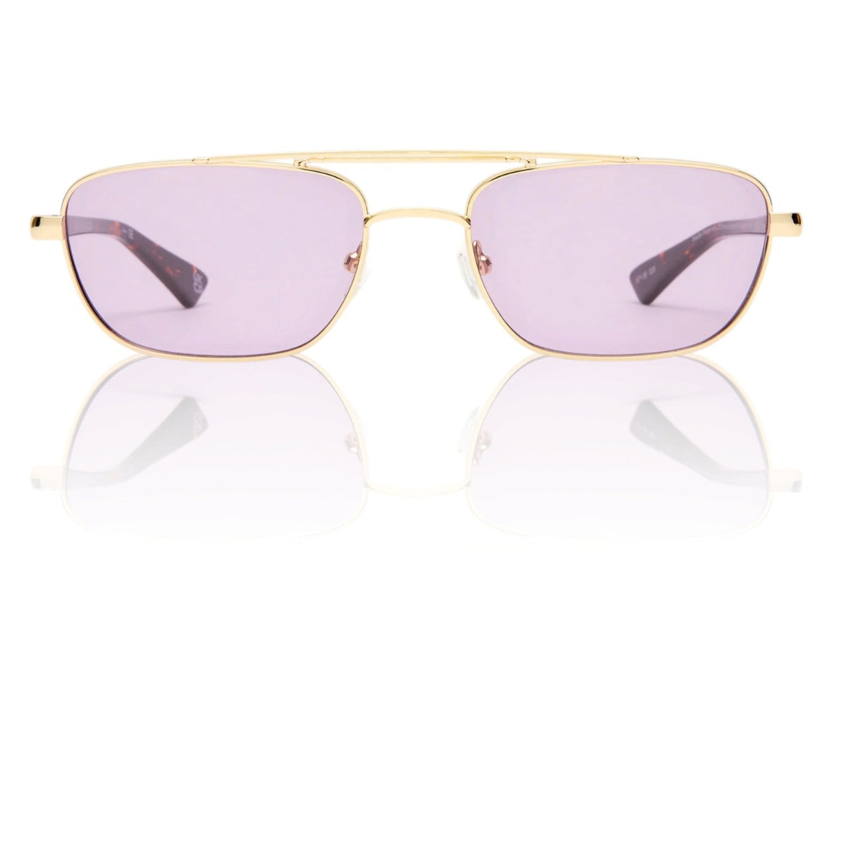Le Specs Le Mimi Sunglasses | Gold Frame, Violet/Purple Tint, Modern Aviator
