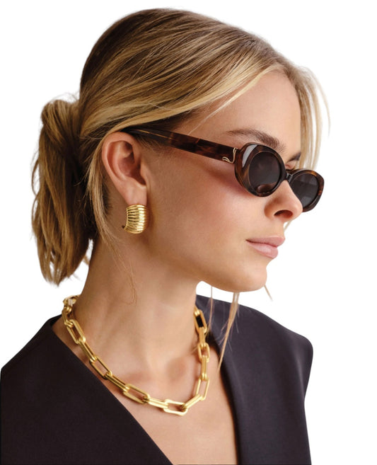 Luv Lou The Morgan Sunglasses |Oval, Tortoise Shell, Acetate, Small, Polarised