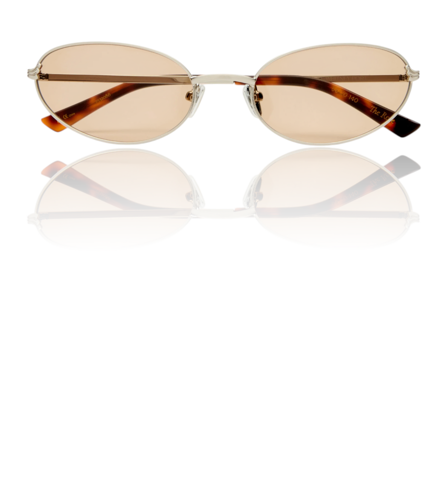 Luv Lou The Rose Sunglasses | Silver Metal, Cats Eye, Oval, Tan/Brown Mono Lens