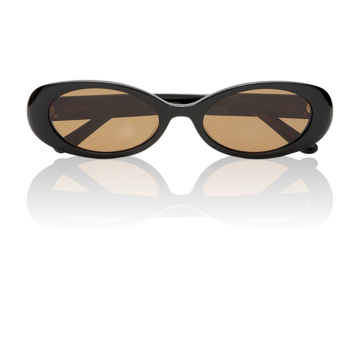 Luv Lou The Morgan Sunglasses |Oval, Black Acetate, Small, Brown Lens, Polarised