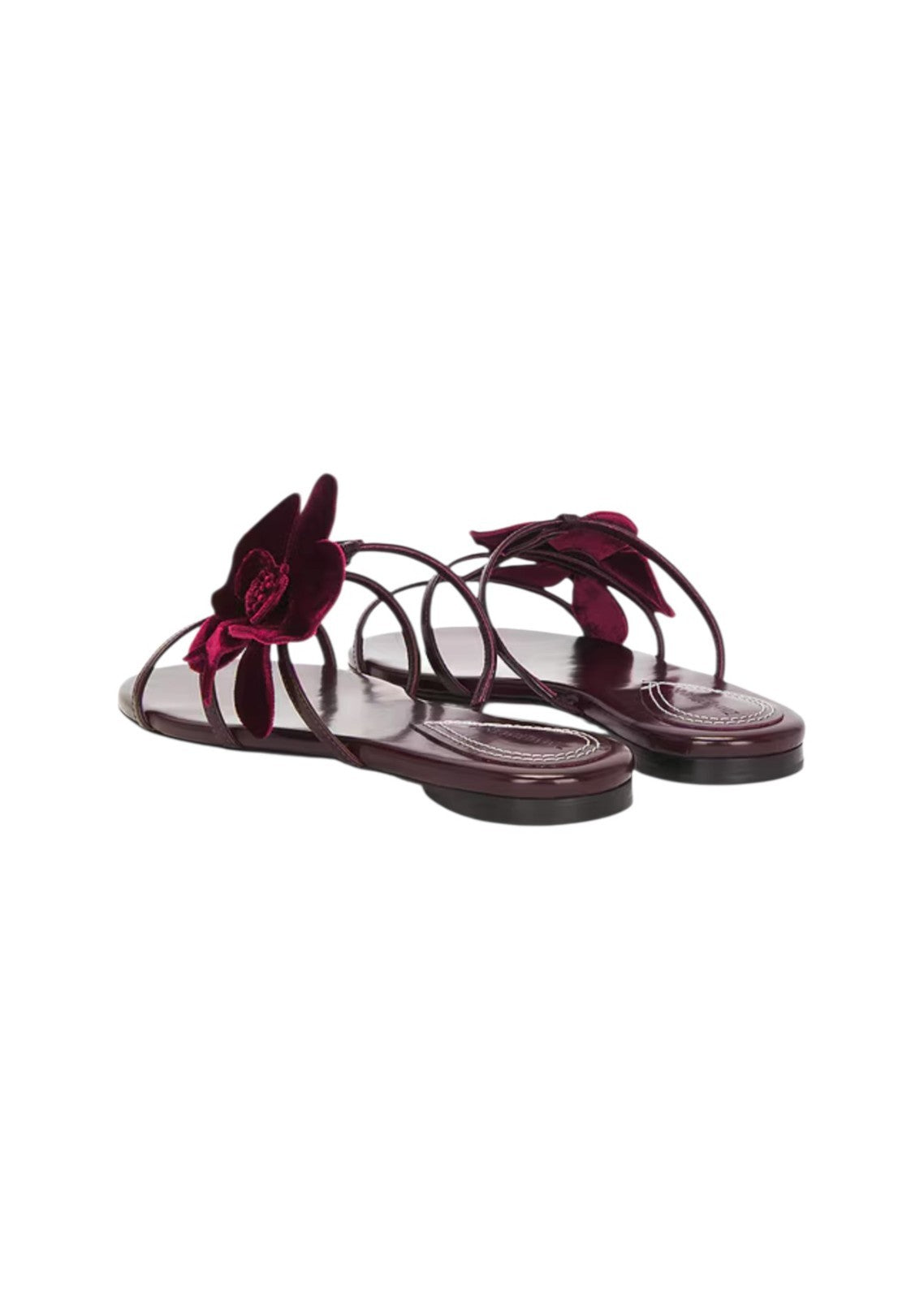 Zimmermann Orchid Slide Sandal | Ruby/Red/ Burgundy, Flats, Flower, Leather