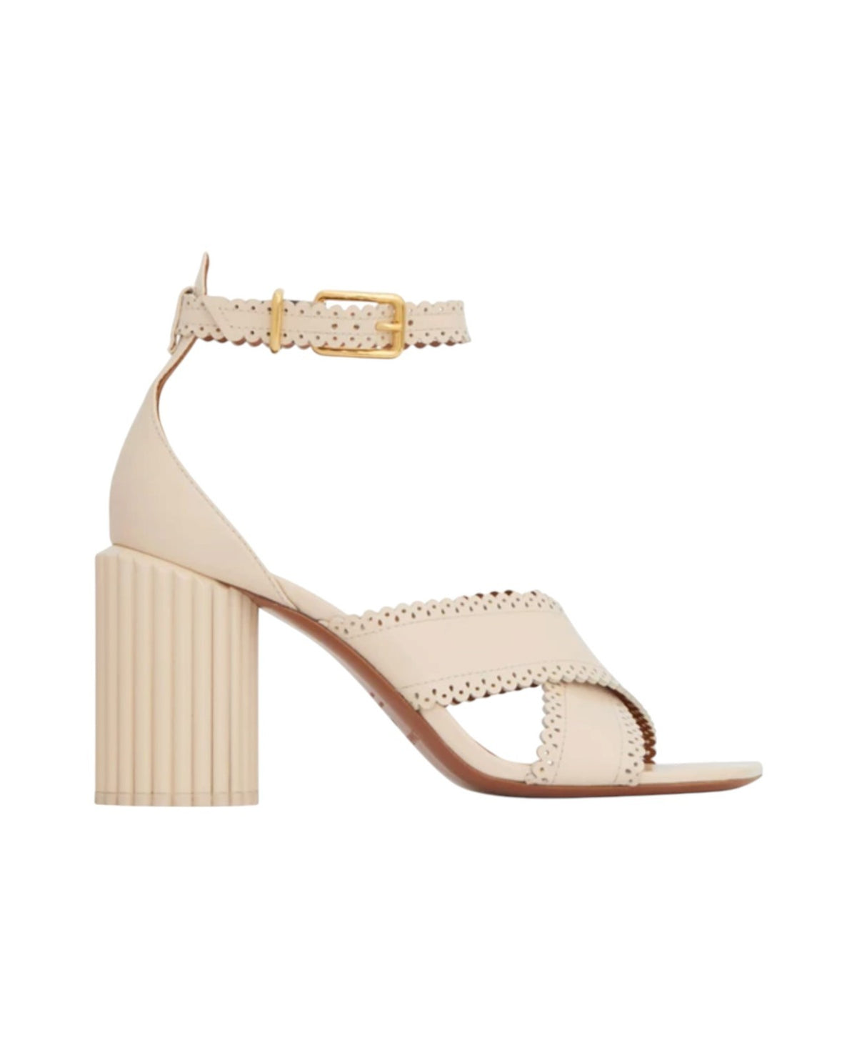 Zimmermann Eddie Sandal 85 | Macadamia/Cream, Block High Heel, Patent Leather