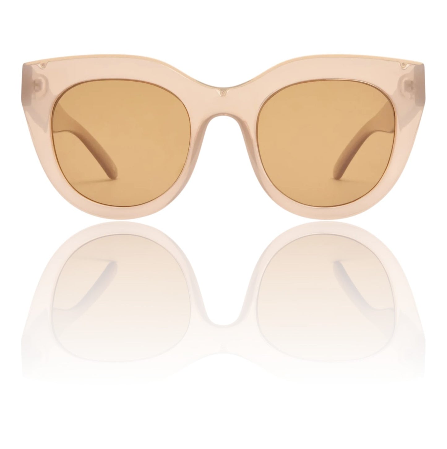 Le Specs Air Heart Sunglasses | Mink/Transparent, Cat Eye, Oversized, Acetate/Metal