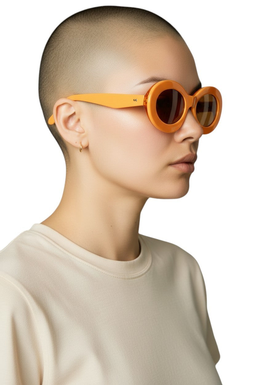 Karen Walker Rapture B Sunglasses | Marigold/Yellow, Acetate, Brown Mono Lenses