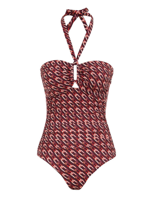 Zimmermann Separates Wide Link One Piece | Burgundy/Red Print, Full Coverage