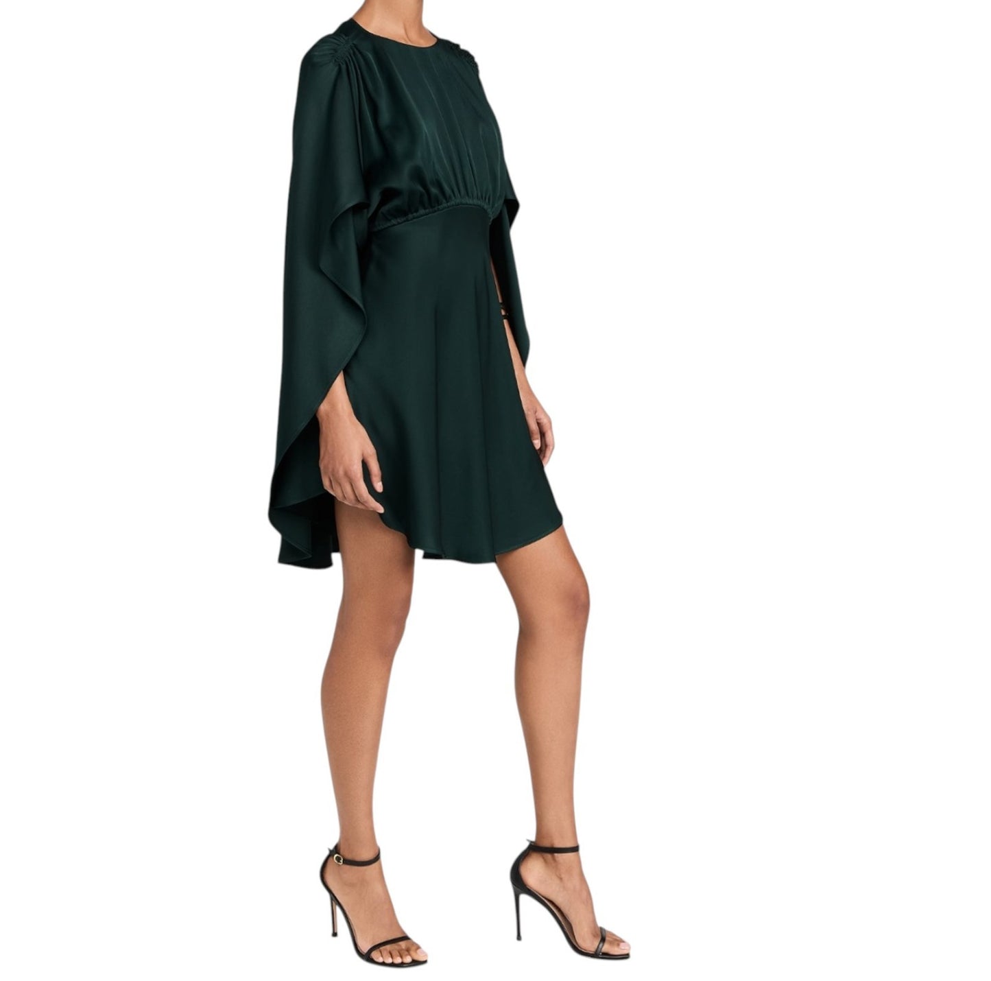 Zimmermann Eden Cascading Mini Dress | Bottle Green, Cape, Fit & Flare, Viscose