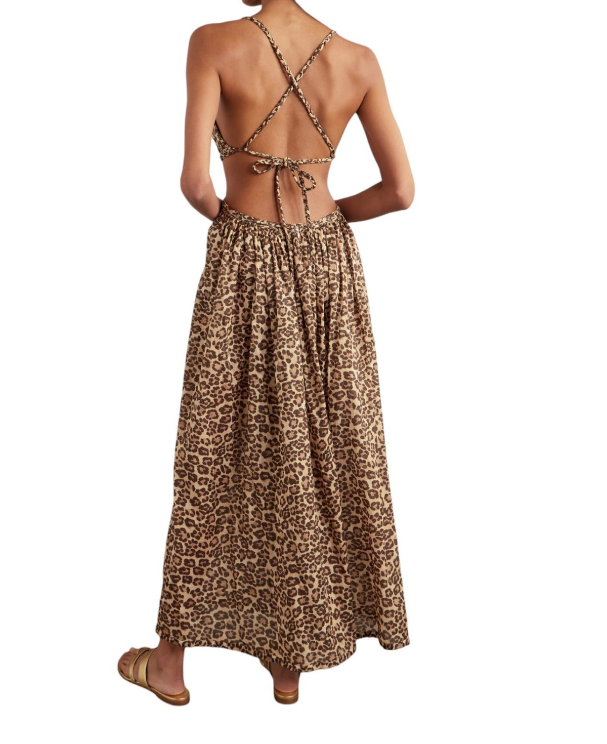 Zimmermann Wanderlust Braid Trim Dress |Leopard Print, Cut Out, Backless