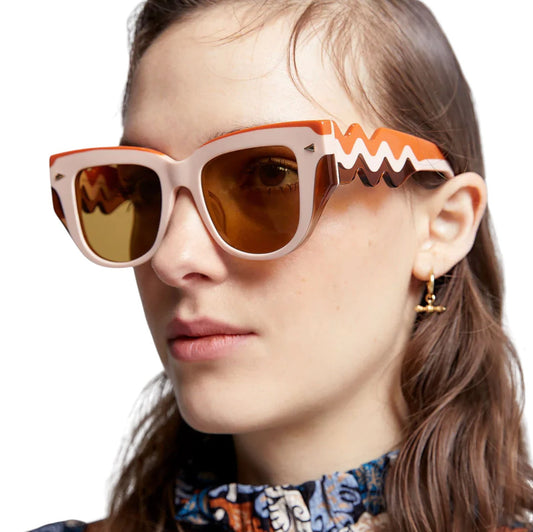 Karen Walker  True North Wave Sunglasses | 70's, Orange/Pink/Peach, Cat Eye