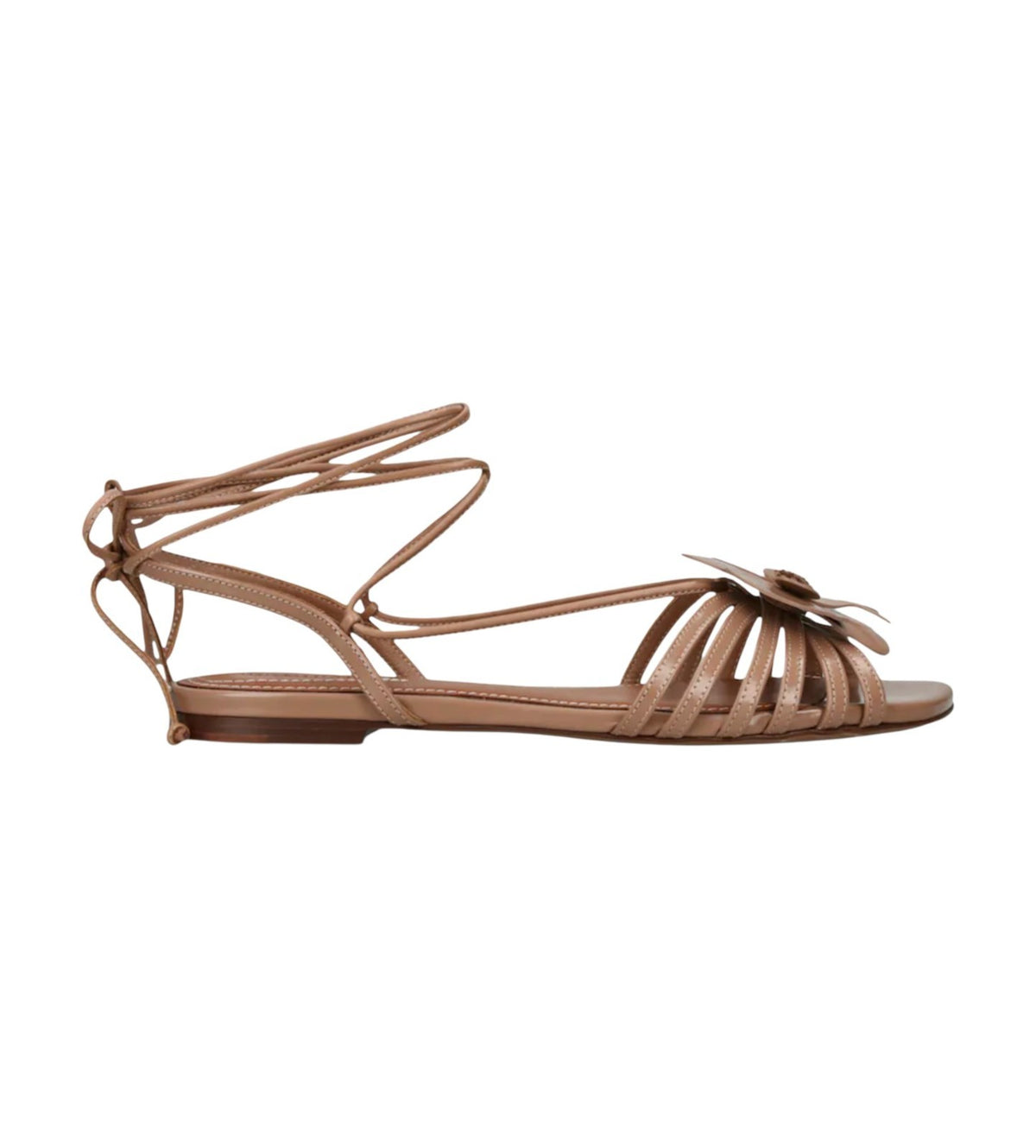 Zimmermann Orchid  Sandal | Biscuit/Beige, Ankle Strap, Flats, Flower, Leather
