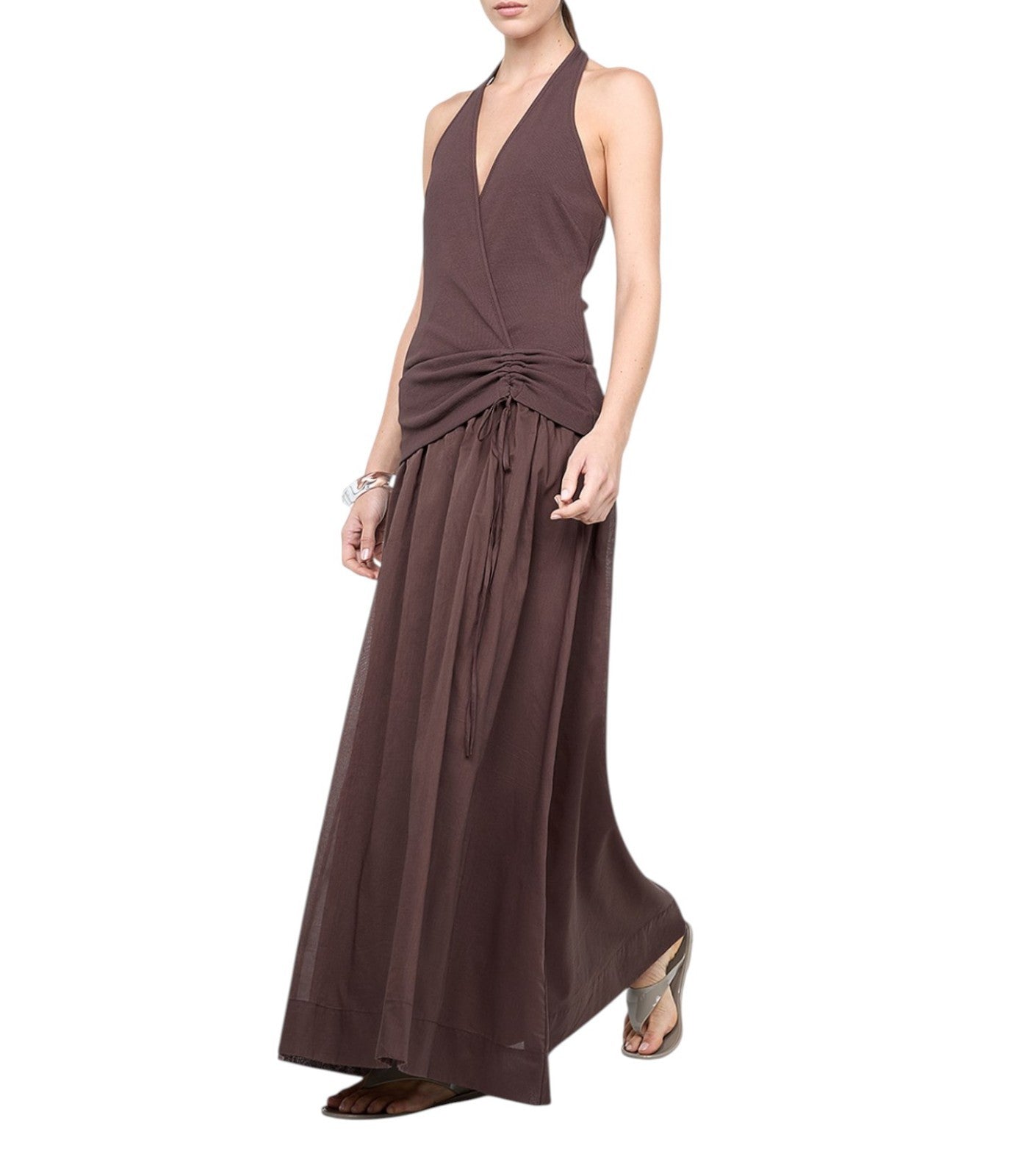 BEC + BRIDGE Sabrine Halter Maxi Dress | Sz 8 AU, Chocolate Brown, Stretch