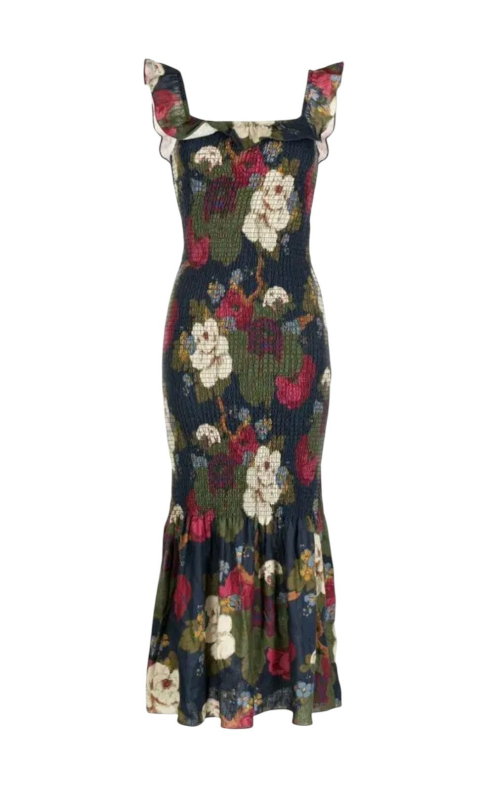 Sir the Label Francesca Midi Dress | Floral, Sz 2, Linen, Fit & Flare, Ruffle